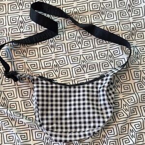 Baggu small Black and White Checkered crescent Crossbody Bag